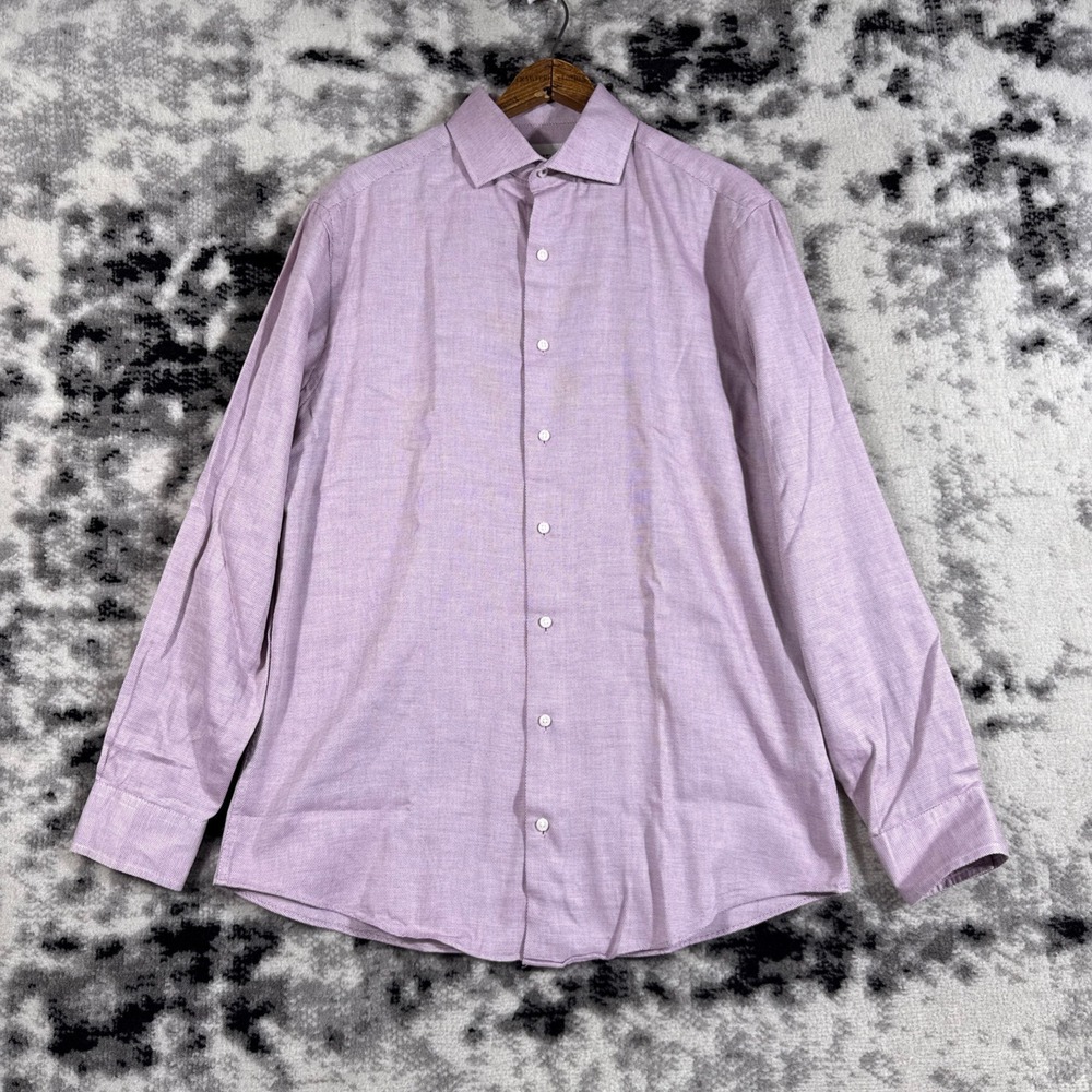 Ben Sherman Tailored Slim Fit Dress‎ Shirt Mens 15 1/2 32 33 Lilac Button